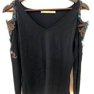 SOLD! Roberto Cavalli Class Black Beaded Top